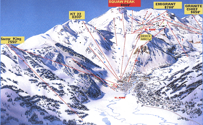 Squaw Valley Ski Map by Accommodation Tahoe